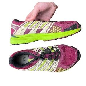 Salomon X Mission 2 Womens Green Maroon Athletic Shoes Size 8 Quicklace Low Top